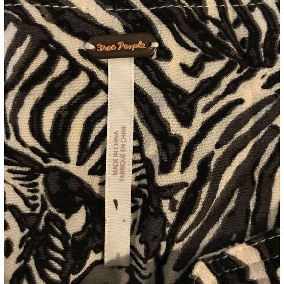 Free People Dark Brown Zebra Jungle Print Asymmetrical Hem Midi Skirt - Size 8 - Picture 6 of 10